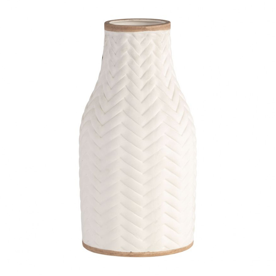 Sagebrook 10" Chevron Vase - White