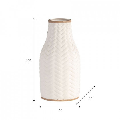 Sagebrook 10" Chevron Vase - White
