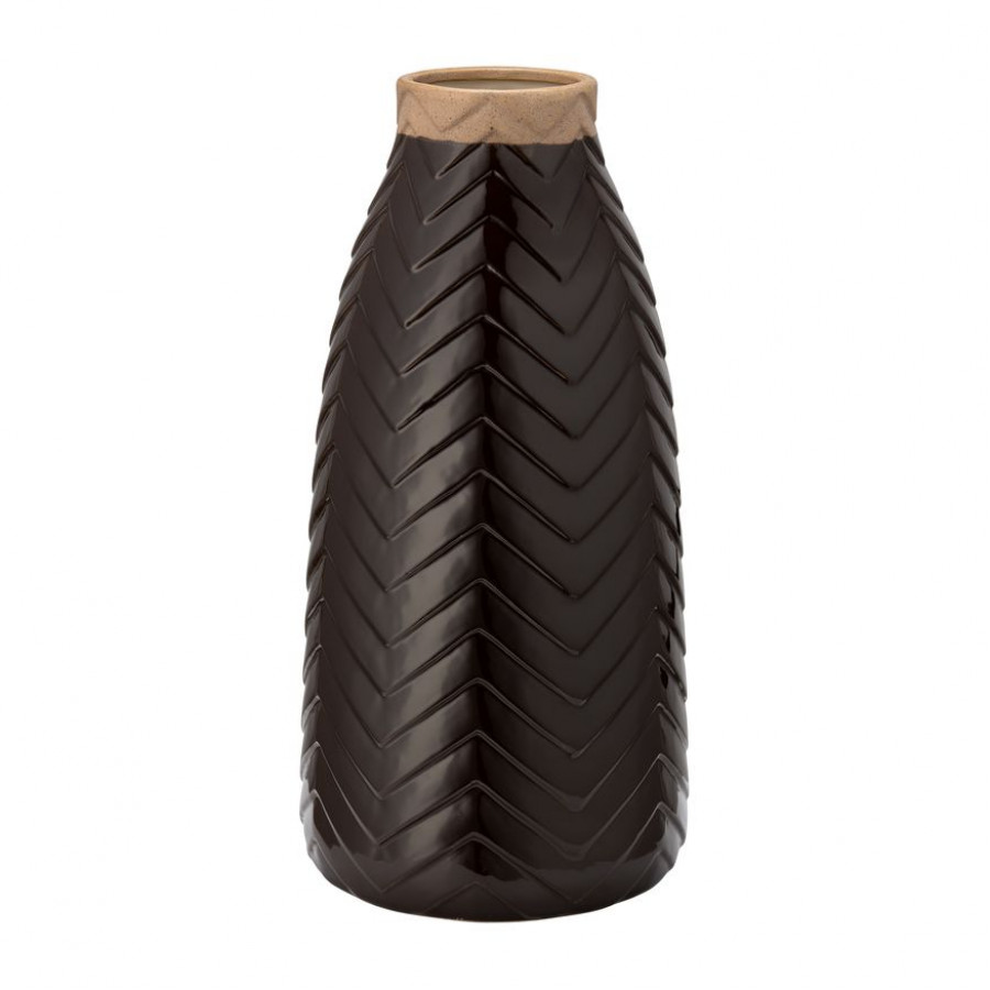 Sagebrook - 18" Ceramic Chevron Vase in Java