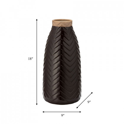 Sagebrook - 18" Ceramic Chevron Vase in Java