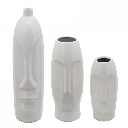 Sagebrook 18" Face Vase - White