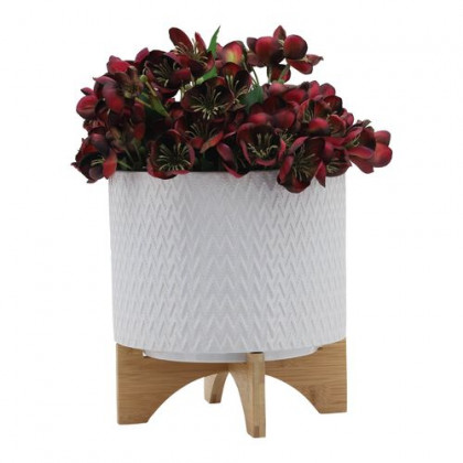Sagebrook 10" Chevron Planter With Stand - White