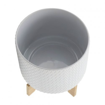 Sagebrook 10" Chevron Planter With Stand - White