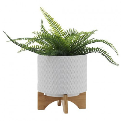 Sagebrook 8" Chevron Planter With Stand - White