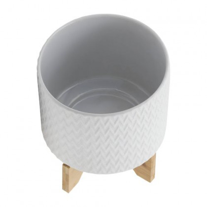 Sagebrook 8" Chevron Planter With Stand - White