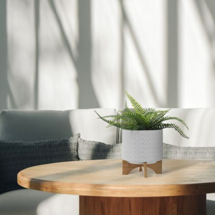 Sagebrook 8" Chevron Planter With Stand - White