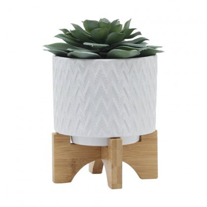 Sagebrook 5" Chevron Planter With Stand - White