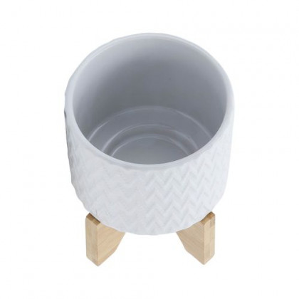 Sagebrook 5" Chevron Planter With Stand - White