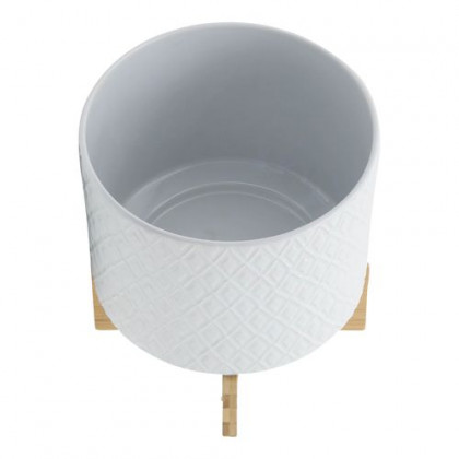 Sagebrook 10" Diamond Planter With Stand - White