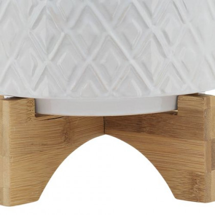 Sagebrook 8" Diamond Planter With Stand - White