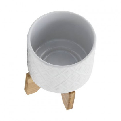 Sagebrook 5" Diamond Planter With Stand - White