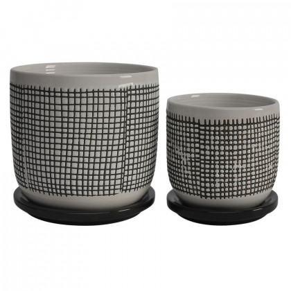 Sagebrook - 5"/6" Mesh Design Planters With Saucer (Set Of 2)