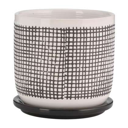 Sagebrook 6" Mesh Design Planter With Saucer - Gray