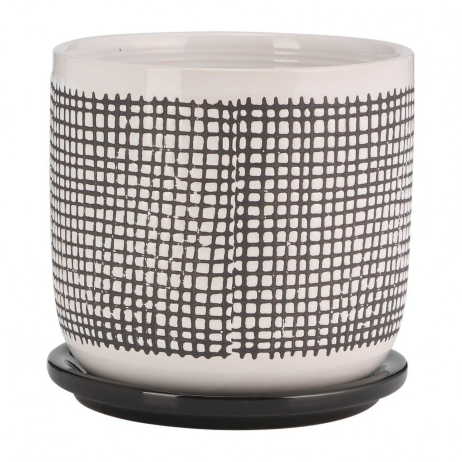 Sagebrook - 5"/6" Mesh Design Planters With Saucer (Set Of 2)