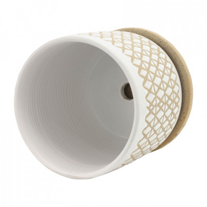 Sagebrook - 5"/6" Criss/Cross Planters With Saucer (Set Of 2) in Beige
