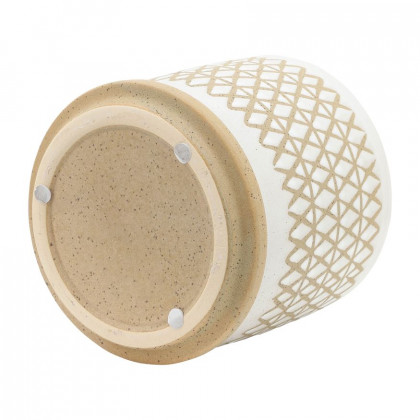 Sagebrook - 5"/6" Criss/Cross Planters With Saucer (Set Of 2) in Beige