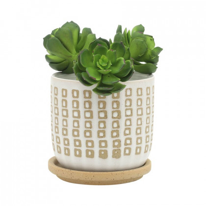 Sagebrook - 5"/6" Ceramic Planters With Saucer (Set Of 2) in Sand