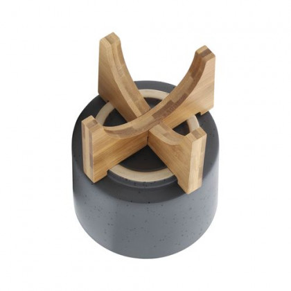 Sagebrook 5" Planter With Wood Stand - Matte Gray