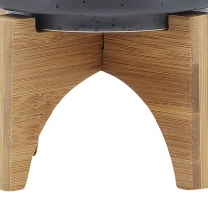 Sagebrook 5" Planter With Wood Stand - Matte Gray
