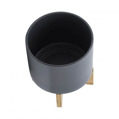 Sagebrook 8" Planter With Wood Stand - Matte Gray