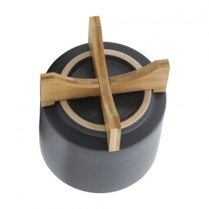 Sagebrook 8" Planter With Wood Stand - Matte Gray