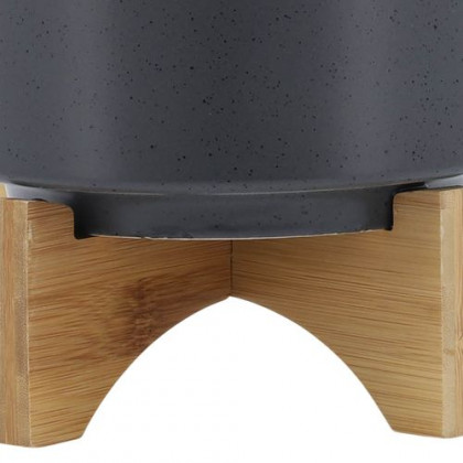 Sagebrook 8" Planter With Wood Stand - Matte Gray