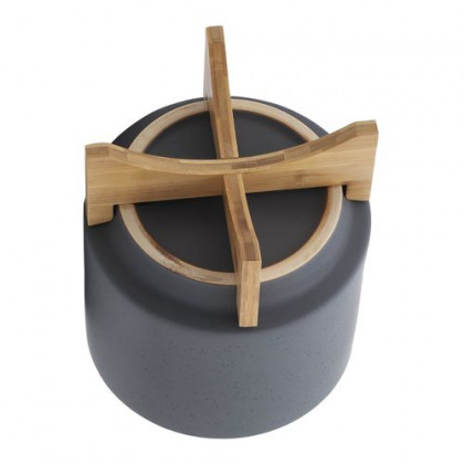 Sagebrook 10" Planter With Wood Stand - Matte Gray