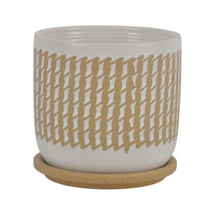 Sagebrook - 6" Wave Planter With Saucer in Brown