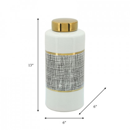 Sagebrook 13" Jar With Lid - Gold