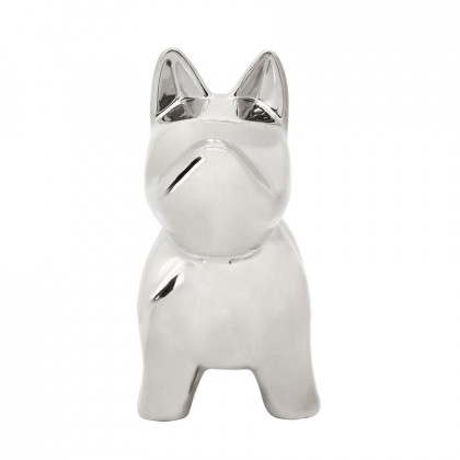 Sagebrook 8" Ceramic Dog Table Decor - Silver