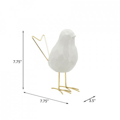 Sagebrook - 8" Bird Statuette in White