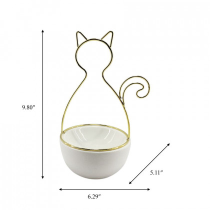 Sagebrook - 10" Cat Trinket Tray in White