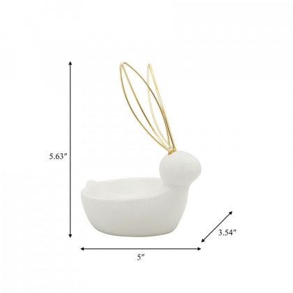 Sagebrook - 6" Bunny Trinket Tray in White