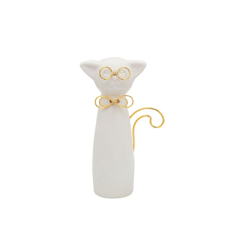 Sagebrook - 7" Cat With Glasses Decor