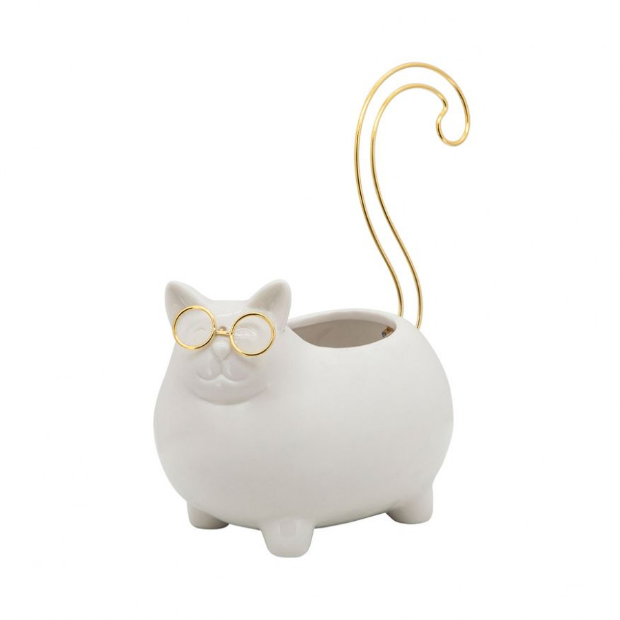 Sagebrook - 8" Kitty Trinket Tray in White