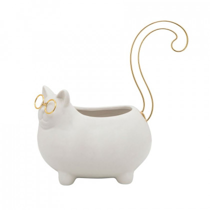 Sagebrook - 8" Kitty Trinket Tray in White