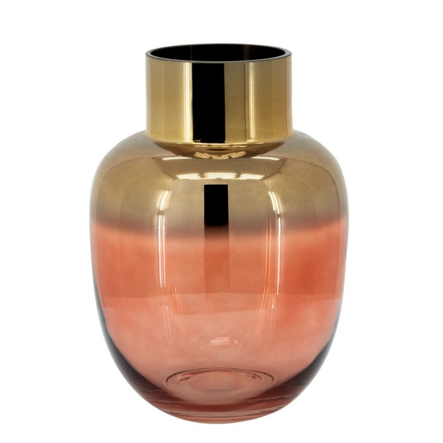 Sagebrook Glass 10" Metallic Vase - Pink/Gold