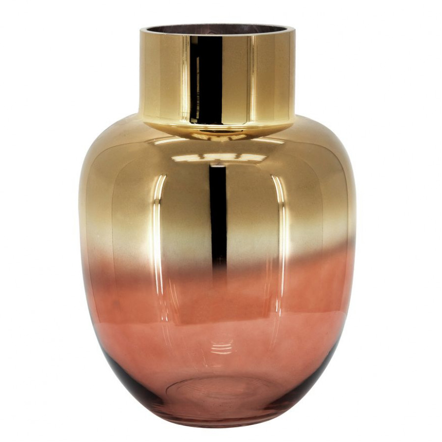 Sagebrook Glass 12" Metallic Vase - Pink/Gold