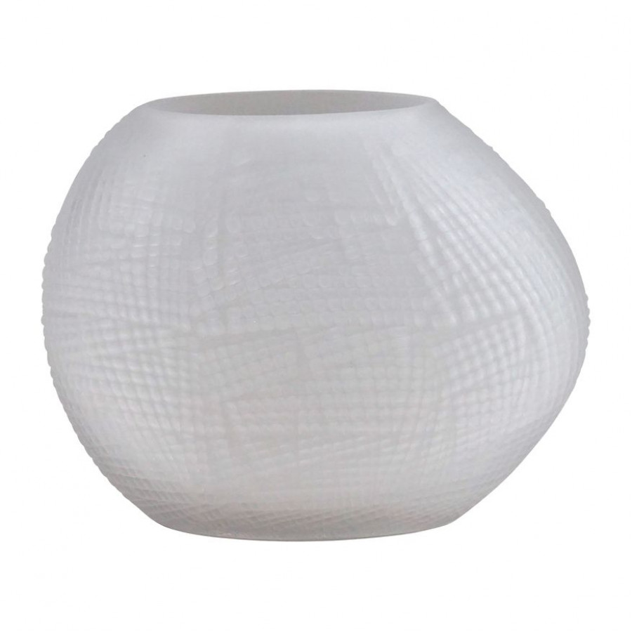 Sagebrook Glass 8" Textured Vase - Frosted White