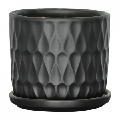 Sagebrook 6" Teardrop Planters with Saucer (Set Of 2) - Black
