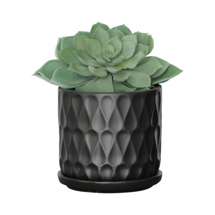 Sagebrook 6" Teardrop Planters with Saucer (Set Of 2) - Black