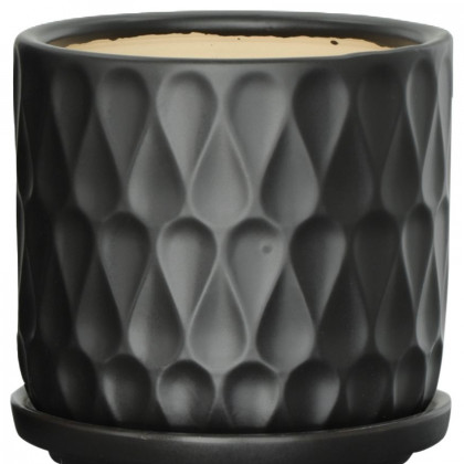 Sagebrook 6" Teardrop Planters with Saucer (Set Of 2) - Black
