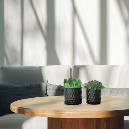 Sagebrook 6" Teardrop Planters with Saucer (Set Of 2) - Black