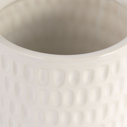 Sagebrook - 5"/6" Dimpled Planters With Saucer (Set Of 2) in White