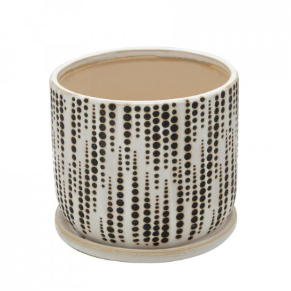 Sagebrook - 5"/6" Dotted Planters With Saucer (Set Of 2) in Beige