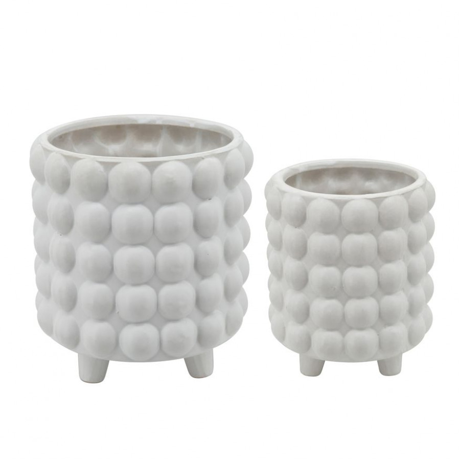 Sagebrook 6"/8" Bubble Planters (Set Of 2) - Matte White