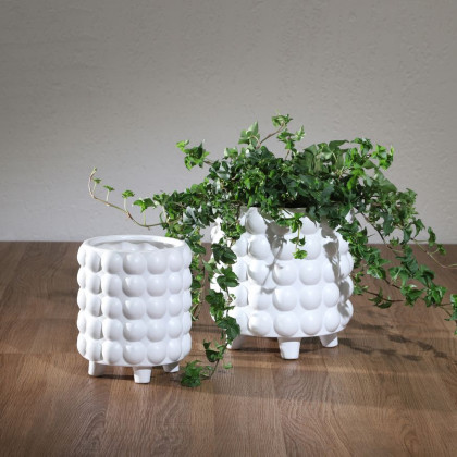Sagebrook 6"/8" Bubble Planters (Set Of 2) - Matte White