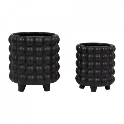 Sagebrook 6"/8" Bubble Planters (Set Of 2) - Matte Black