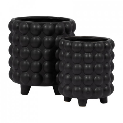 Sagebrook 6"/8" Bubble Planters (Set Of 2) - Matte Black