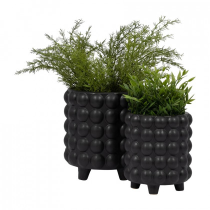 Sagebrook 6"/8" Bubble Planters (Set Of 2) - Matte Black